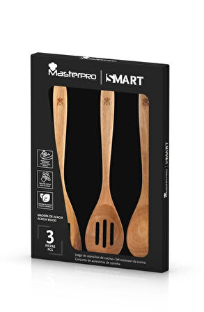 MasterPro 3'lü Mutfak Gereci Seti Akasya Ağaç Malzeme Smart Serisi 4670