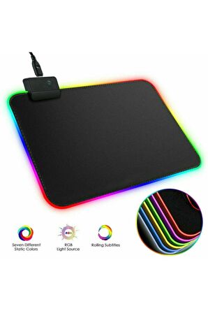 Unico Rgb Led Işıklı Baskısız Düz Siyah Renk Gaming Mouse Pad 35 X 30cm Mp-0735