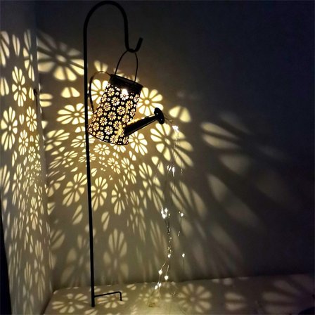 Güneş Enerjili Sulama Kovası Bahçe Aydınlatması Dekoratif Solar LED Şelale Efektli Dış Mekan Lambası