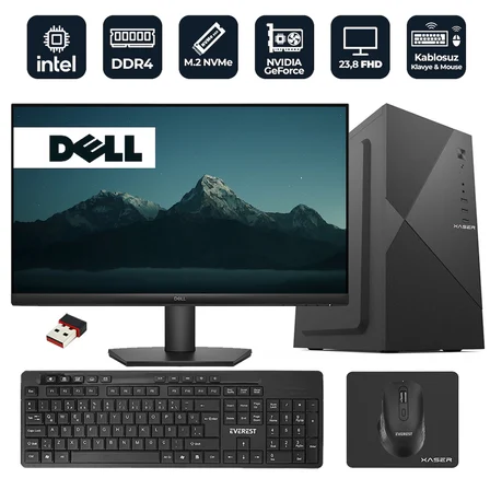 XASER OfficePro D27 Intel Core i5-14400F 16GB RAM 512GB M.2 NVMe SSD 2GB GT610 23.8" Dell Monitörlü Masaüstü Ofis Bilgisayarı