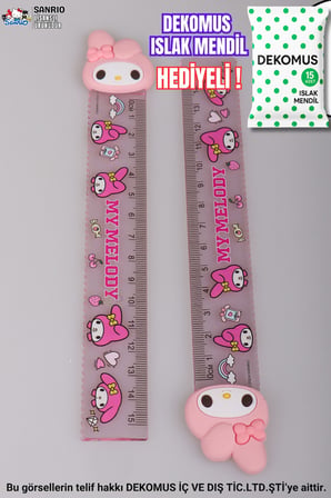 "DEKOMUS ISLAK MENDİL HEDİYELİ" LİSANSLI MY MELODY "TEKLİ" CETVEL 15 CM 
