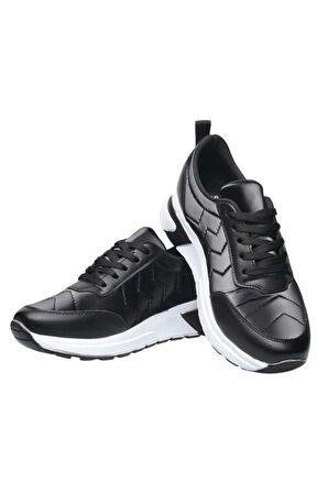 Kadın Günlük Rahat Comfort Taban  Parlak Spor Sneaker Ayakkabı SİYAH - BEYAZ