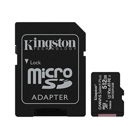 Kingston SDCS2 512GB microSDHC Canvas Select Plus 100R A1 C10 MicroSD Hafıza Kartı