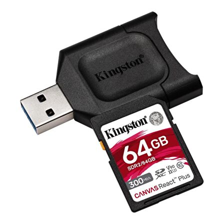 KINGSTON 64GB CANVAS REACT PLUS SDR2/64GB PROFESYONEL SD HAFIZA KARTI