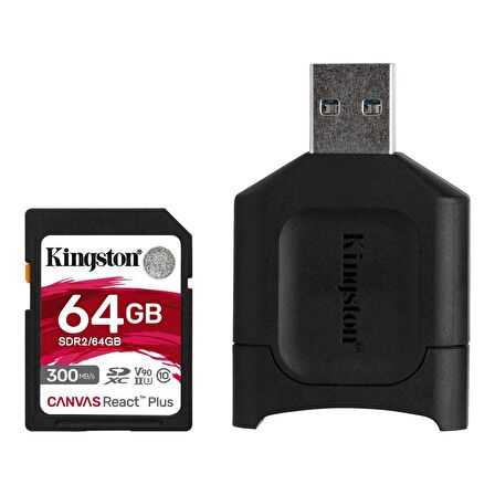 KINGSTON 64GB CANVAS REACT PLUS SDR2/64GB PROFESYONEL SD HAFIZA KARTI