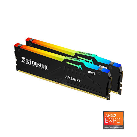 Kıngston Beast Expo KF564C32BBEAK2-64TR 64GB(2x32GB) DDR5 6400MHz CL32 RGB Masaustu Performans Ram