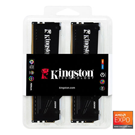 Kıngston Beast Expo KF564C32BBEAK2-64TR 64GB(2x32GB) DDR5 6400MHz CL32 RGB Masaustu Performans Ram