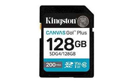 Kingston SDG4-128GB 128GB SDXC Canvas Go Plus Gen4 200MB-s C10 UHS-I U3 V30 Hafıza Kartı