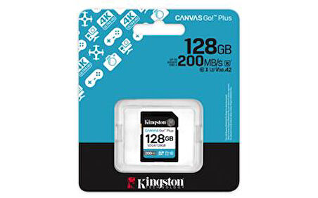 Kingston SDG4-128GB 128GB SDXC Canvas Go Plus Gen4 200MB-s C10 UHS-I U3 V30 Hafıza Kartı