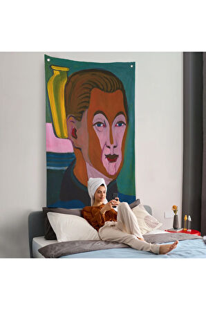 Ernst Ludwig Kirchner - Ressamın Başkanı Duvar Örtüsü-7406