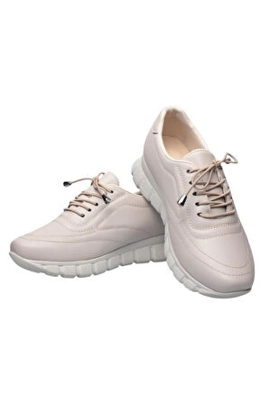 Kadın Günlük Rahat Comfort Taban  Spor Sneaker Ayakkabı BEJ