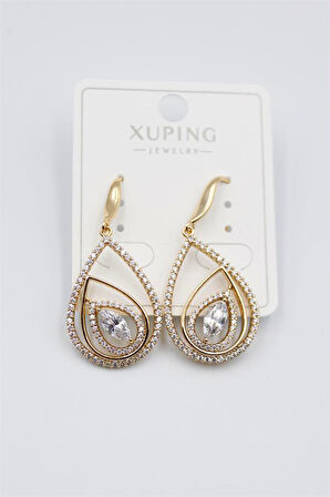 Taşlı Küpe - Altın Rengi