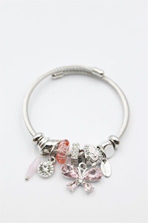 Kelebek Charm Bilezik - Pembe