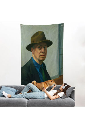 Edward Hopper Duvar Örtüsü - Self Portrait-7407