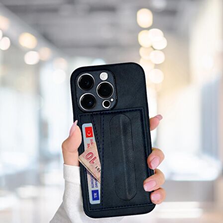 İPHONE 14 PRO MAX TLP KARTLIKLI STANDLI  LÜX DERİ KILIF
