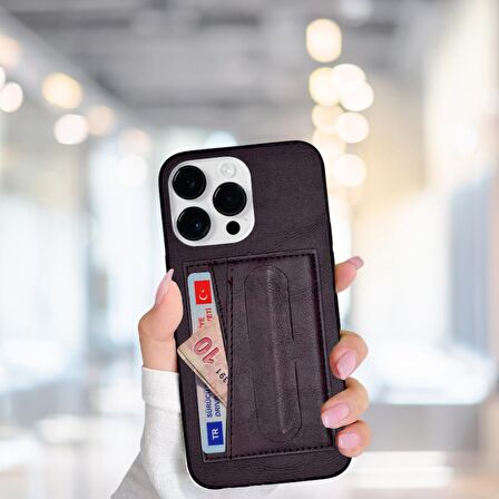 İPHONE 14 PRO MAX TLP KARTLIKLI STANDLI  LÜX DERİ KILIF