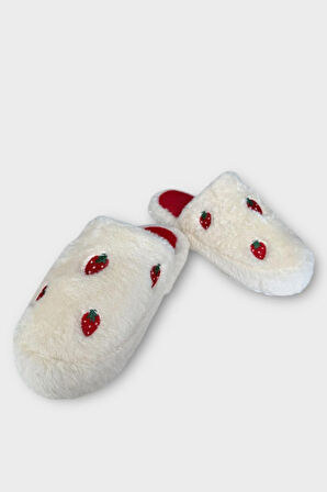 Kadın Pofuduk Nakışlı Ev Terliği Çeyiz Bohça Terliği Valentine's Day BEYAZ - YEŞİL