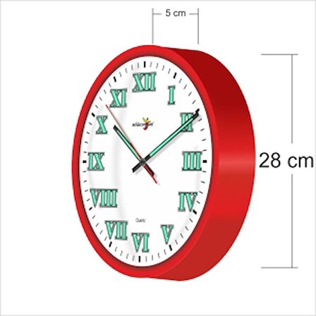 Fosforlu Gece Görünen Parlak Romen Rakkamlı Sayı Ön Camlı Sessiz Kayar Saniyeli Ön Camlı Duvar Saati