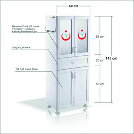 Tıbbi Malzeme İlaç Ecza Enjektör Doktor Klinik Hastane Sağlık Ocağı Revir Dolabı Dolap Dolapı