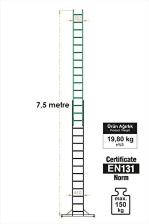 En Uzun Büyük 4x2m. Açılıp Kapanan A Tipi Sürgülü Kullanılabilen Ev Ofis İnşaat Yangın Merdiveni
