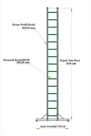 En Uzun Büyük 4x2m. Açılıp Kapanan A Tipi Sürgülü Kullanılabilen Ev Ofis İnşaat Yangın Merdiveni