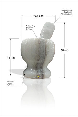 Beyaz Parlatılmış Gerçek Mermer Sarımsak Kahve Baharat Çekirdek Çeşni Dövme Ezme Havan ve Tokmak