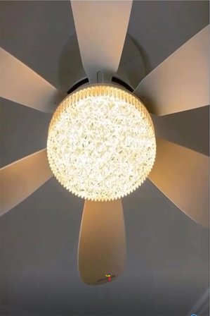 Büyük 30w Led Işıklı 52cm Direk Duya Kolay Montajlı Uzaktan Kumandalı Sinek Kovucu Tavan Pervanesi Vantilatörü Aspiratörü