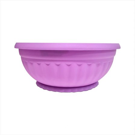 Büyük Geniş Mor Lila 33 cm Çapında Yuvarlak 10 cm Derin Tahliye Delikli Tabaklı Salon Balkon Aranjman Saksısı