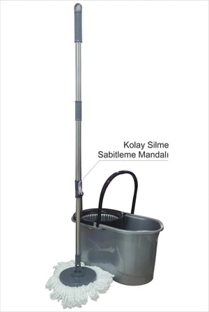Büyük 19 Lt. Mikrofiber Döner Başlıklı Otomatik Kendinden Sıkmalı Yassı Tekerlekli Mop Mob Temizlik Seti Paspas Takımı Uzun Döner Hareketli Başlıklı Saplı