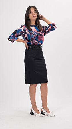 SORALLİNE KADIN OFİS ETEK 60 CM BOYUNDA 740 LACİVERT MEVSİMLİK ÜRÜN