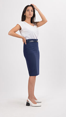 SORALLİNE KADIN OFİS ETEK 60 CM BOYUNDA 740 PARLEMENT MAVİSİ MEVSİMLİK ÜRÜN