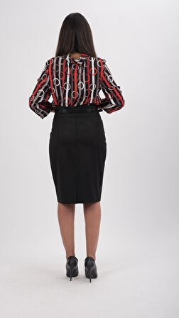 SORALLİNE KADIN OFİS ETEK 60 CM BOYUNDA 740 SİYAH MEVSİMLİK ÜRÜN