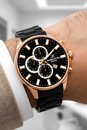 Daniel Klein Erkek Kol Saati Takvimli Çelik Kordon Çelik Kasa 3 Atm Su Geçirmez Siyah-Rose zmdk1143