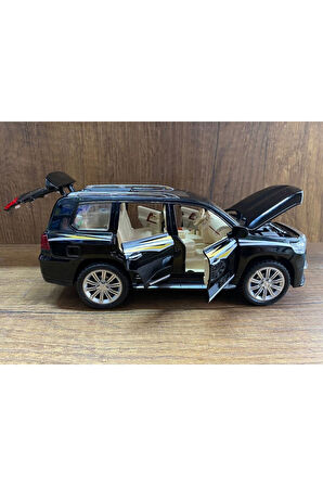 Toyota Land Cruıser Jip Model Araba 4 Kapı Bagaj Kaput Açılır Sesli Işıklı Toyota Land Cruiser Siyah