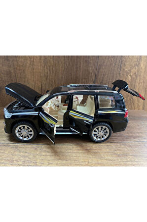 Toyota Land Cruıser Jip Model Araba 4 Kapı Bagaj Kaput Açılır Sesli Işıklı Toyota Land Cruiser Siyah