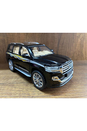 Toyota Land Cruıser Jip Model Araba 4 Kapı Bagaj Kaput Açılır Sesli Işıklı Toyota Land Cruiser Siyah