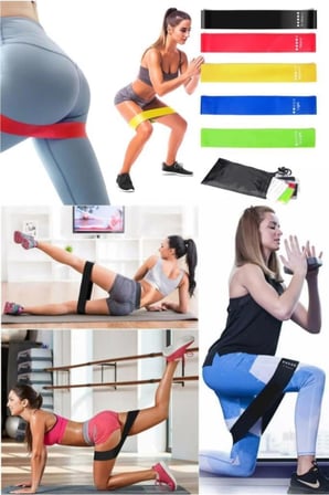 Egzersiz Plates Fitness Direnç Lastiği 5'li Set Kas Germe ve Jimnastik  Seti 