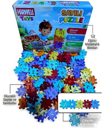 150 Parça Sayılı Puzzle Eğitici Zeka Oyunu 4.5 cm Renkli Geçmeli Parçalar | Çocuk Gelişim Oyuncağı