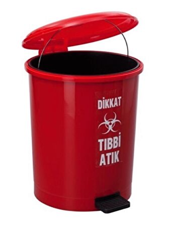 Safell Pedallı Tıbbi Atık Çöp Kovası 30 Litre Kırmızı - Çıkarılabilir İç Kovalı