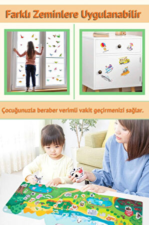 Çocuklar İçin Yeniden Kullanılabilir Çıkartma Kitabı–İngilizce 3+ Yaş Eğitici Etkinlik Kitapları