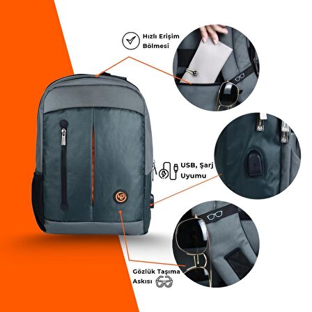 NPO Citylife+ Smart 16" Notebook Sırt Çantası-Gri