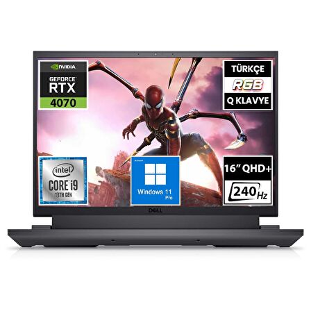 Dell Gaming G16 7630 G76302401024U11 i9-13900HX 64GB 1TBSSD RTX4070 16" QHD+ W11P Taşınabilir Bilgisayar