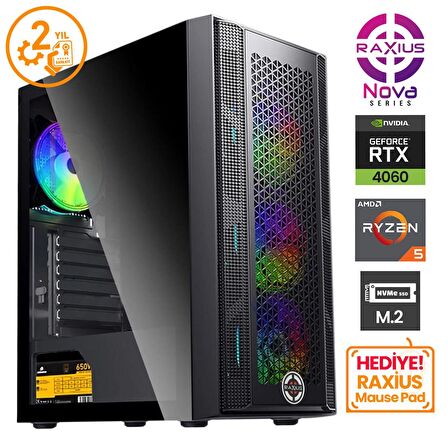 Raxius Nova G1 R5 4060-56F04 Ryzen5 5600 16GB 1TBSSD+1TBSSD RTX4060 FreeDOS Gaming Masaüstü Bilgisayar