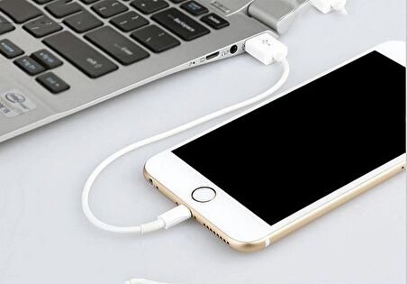 Ancheyn USB Lightning Kısa Data Şarj Kablosu 20cm Apple İphone İçin Şarj 4663( Apple Uyumludur.)