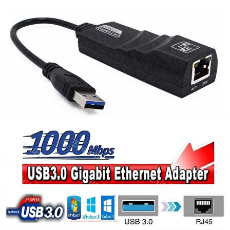 Ancheyn USB 3.0 to Ethernet İnternet ADSL Çevirici Laptop PC Network 4939