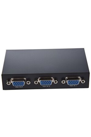 Ancheyn VGA Switch Çoklayıcı Ekran ve Kasa Çoğaltıcı 2 Ekran 1 Kasa veya 2 Kasa 1 Ekran 4675