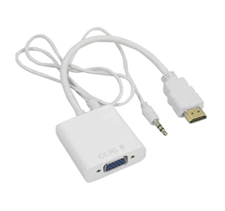 Ancheyn HDMI to VGA Dönüştürücü Kablo Ses Destekli Adaptör Çevirici PS3 Kulaklık Monitör Tv Led Uydu 4548