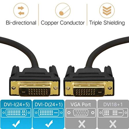 Ancheyn Dvi To Dvi Monitör Ekran Kablosu 1.5 Metre Ara Bağlantı Dvi-D 24+1 4577