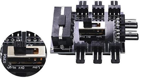 Ancheyn 8 Port Fan Çoklayıcı Hub Y PWM Splitter ide Molex Soğutma 3 pin 4 Switch Anahtarlı 4336