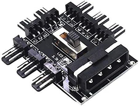 Ancheyn 8 Port Fan Çoklayıcı Hub Y PWM Splitter ide Molex Soğutma 3 pin 4 Switch Anahtarlı 4336